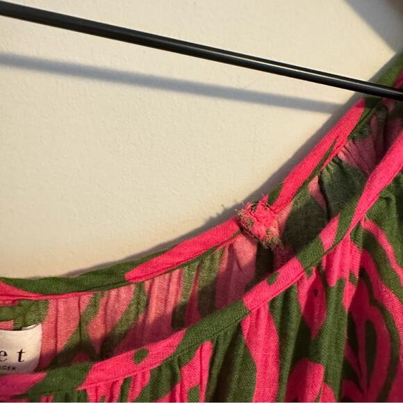 Tuckernuck Velvet Graham & Spencer Cotton Green Pink Floral MIDI Dress XS - Picture 7 of 16